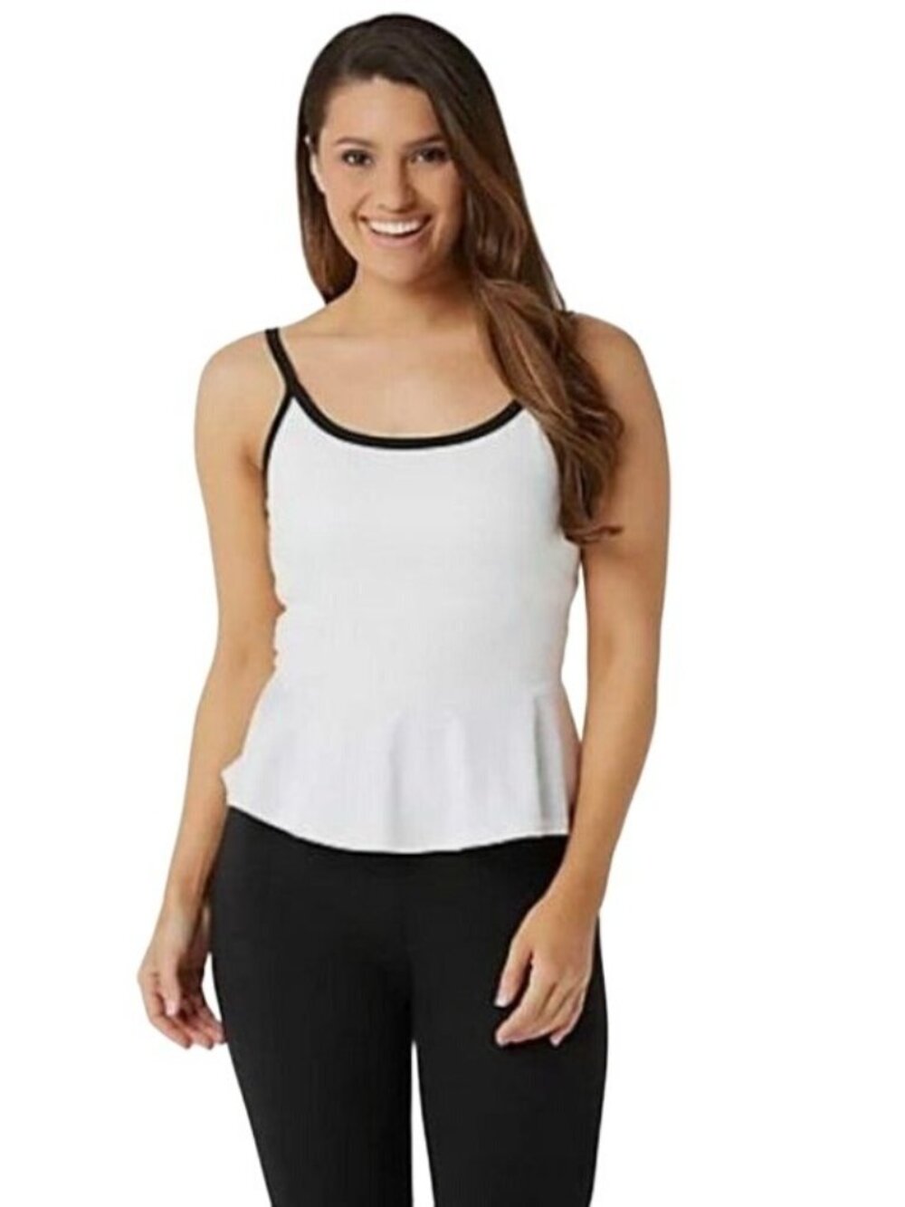 Tracy Anderson G.I.L.I. Women's White Peplum Performance Fit Cami Tank Top XL